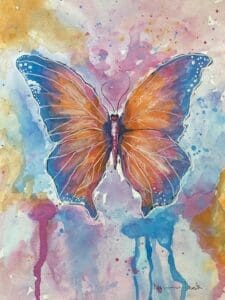 Marianne Droste Autumn Butterfly Watercolor and Ink 9x12 175